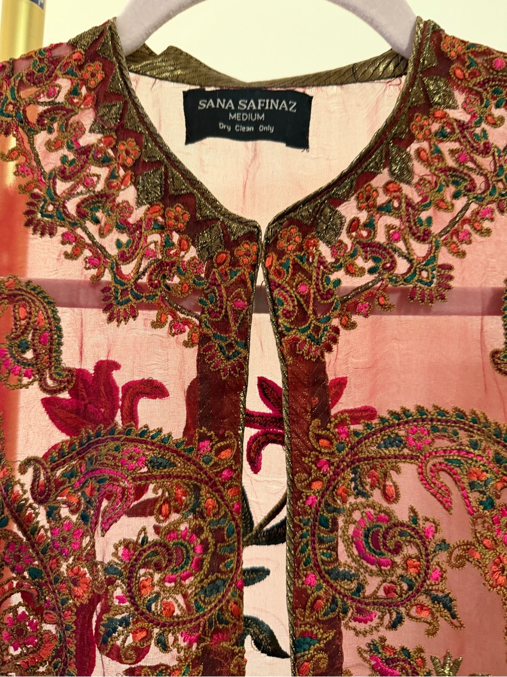 Sana safinaz Burgundy and Pink Embroidered Mini Dress beautiful and elegant - Picture 2 of 5